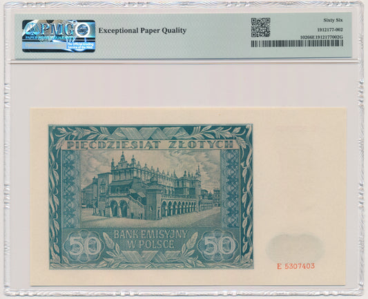 50 złotych 1941 – E – PMG 66 EPQ