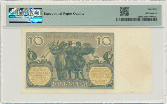 Banknot 10 złotych 1929 – Ser.FY. – PMG 66 EPQ