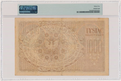 Banknot 1.000 marek 1919 – Ser. IA – PMG 35 – NAJRZADSZA
