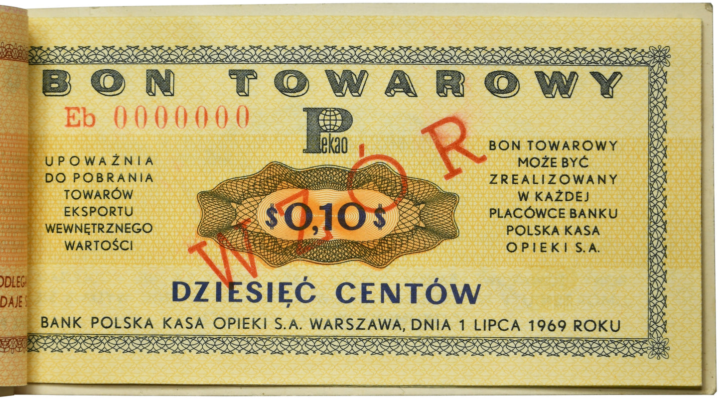 Pewex, Oryginalna książeczka WZORÓW, 1 cent -50 centów 1969