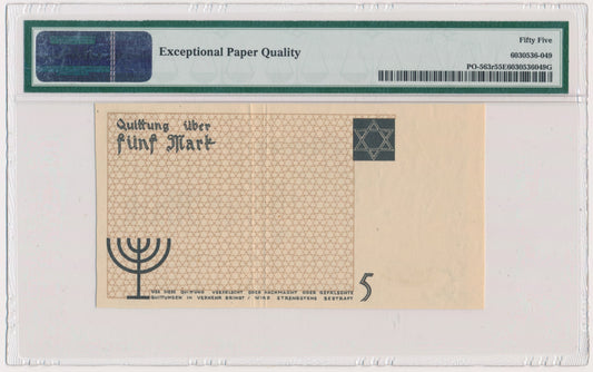 Banknot 5 marek 1940 – bez oznaczenia serii i numeracji – PMG 55 EPQ – RZADKI PÓŁPRODUKT