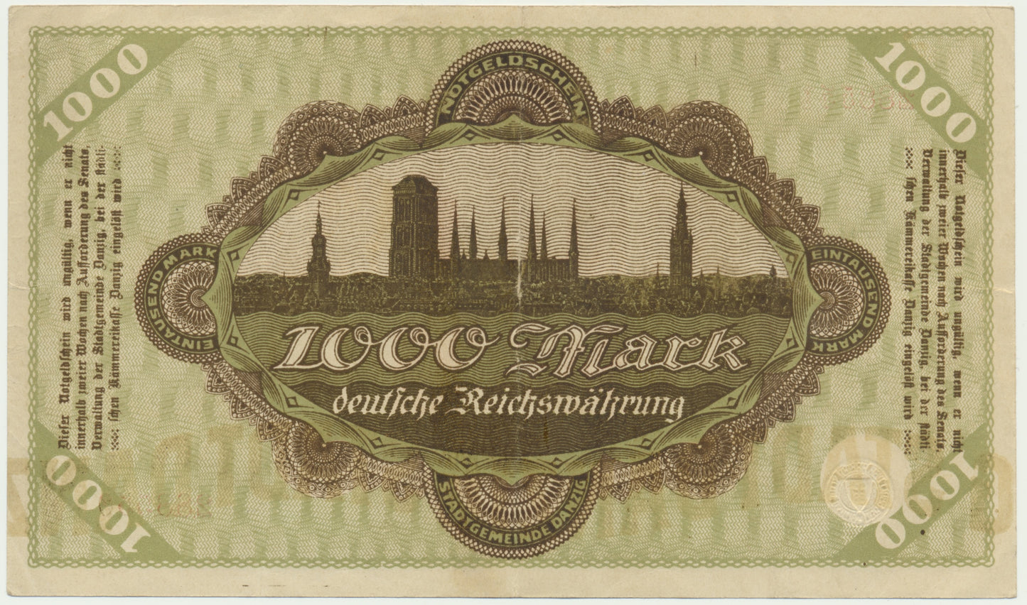 Gdańsk, Banknot 1.000 marek 1922