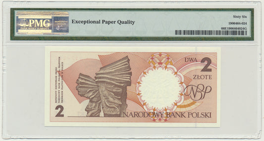 Banknot 2 złote 1990 – A – PMG 66 EPQ
