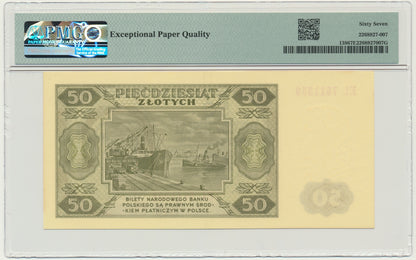 Banknot 50 złotych 1948 – EL – PMG 67 EPQ
