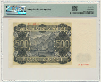 Banknot 500 złotych 1940 – B – PMG 65 EPQ