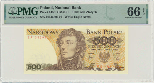 Banknot 500 złotych 1982 – ER – PMG 66 EPQ