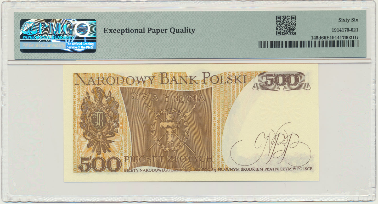 Banknot 500 złotych 1982 – ER – PMG 66 EPQ