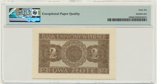 Banknot 2 złote 1941 – AE – PMG 66 EPQ