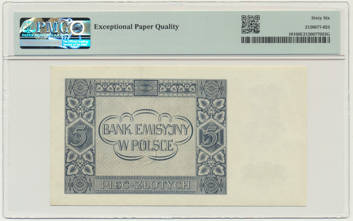 Banknot 5 złotych 1941 – AC – PMG 66 EPQ