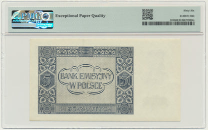 Banknot 5 złotych 1941 – AC – PMG 66 EPQ