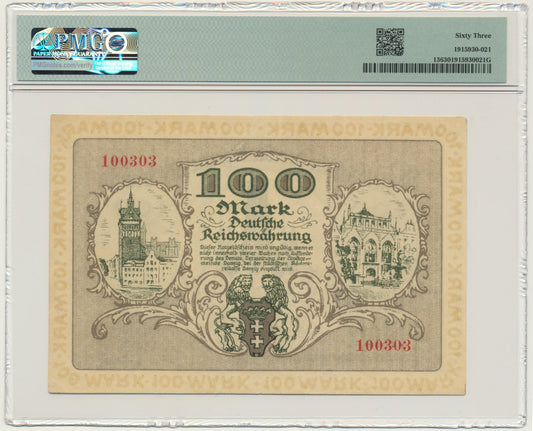 Gdańsk, Banknot 100 marek 1922 – PMG 63