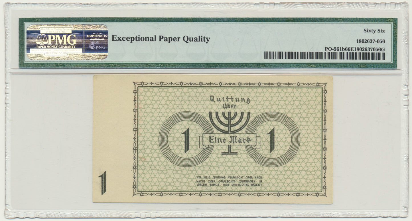 Banknot 1 marka 1940 – A – 6 cyfr – PMG 66 EPQ