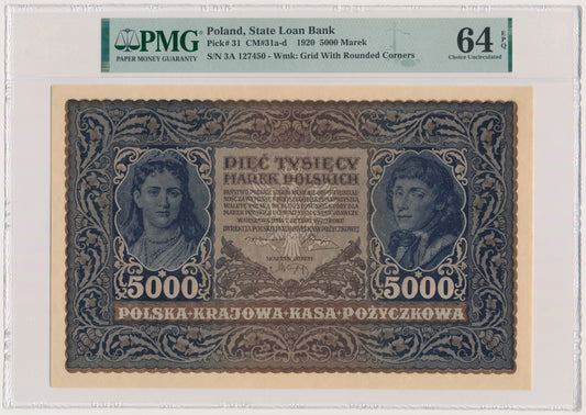 5.000 marek 1920 – III Serja A – PMG 64 EPQ