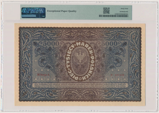 5.000 marek 1920 – III Serja A – PMG 64 EPQ