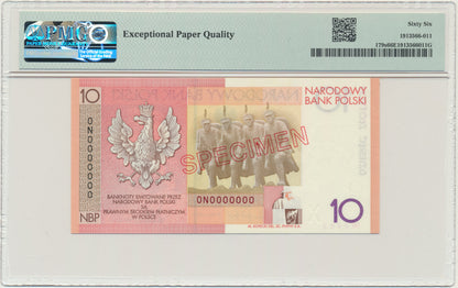 Banknot 10 złotych 2008 – 90. Rocznica Odzyskania Niepodległości – WZÓR – PMG 66 EPQ – RZADKOŚĆ