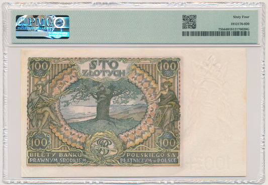 100 złotych 1934 – Ser.BO. – PMG 64