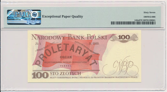 Banknot 100 złotych 1986 – LP – PMG 67 EPQ