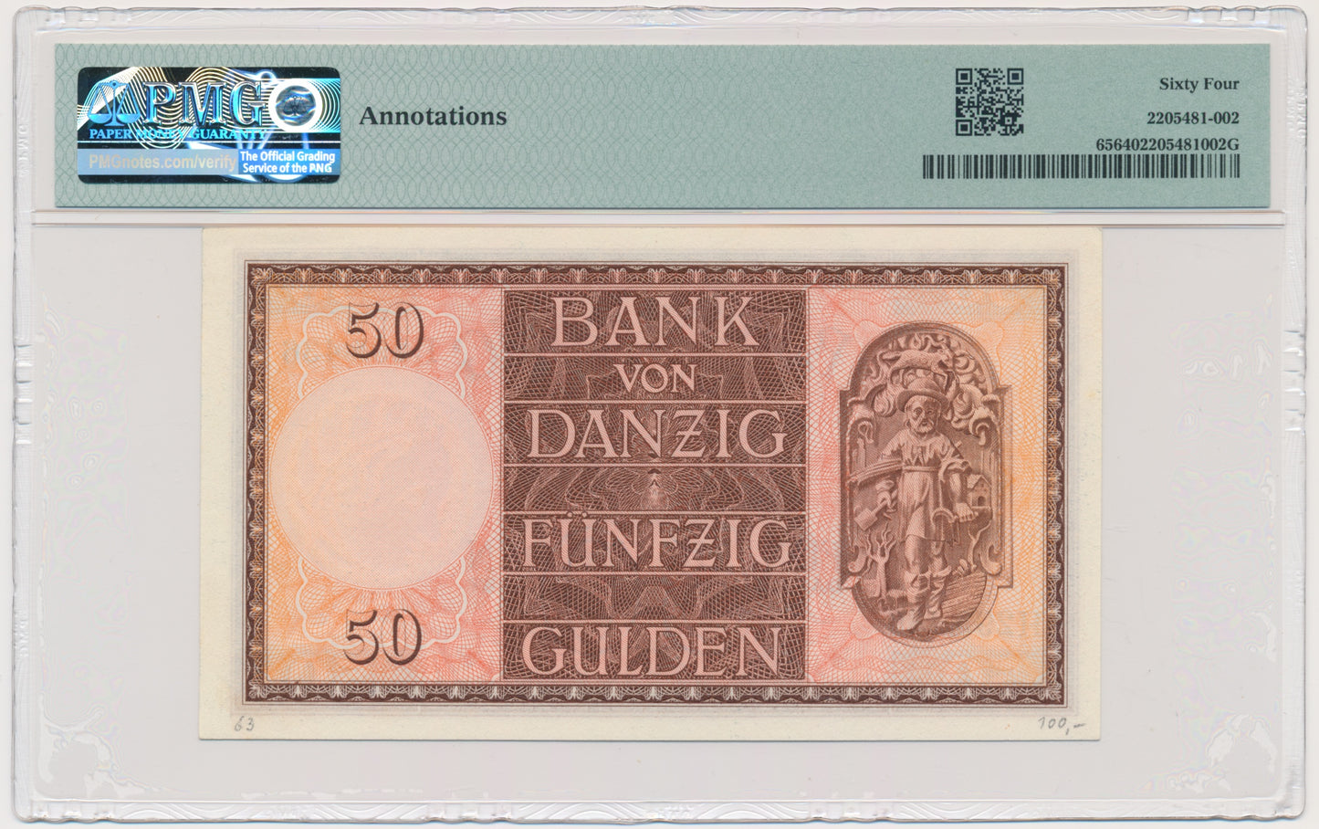 Gdańsk, 50 guldenów 1937 – H – PMG 64