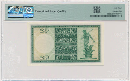 Gdańsk, 20 guldenów 1937 – K/A – PMG 64 EPQ
