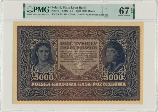 5.000 marek 1920 – III Serja A – PMG 67 EPQ