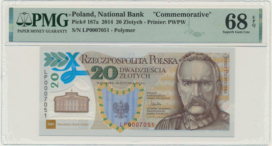 Banknot 20 złotych 2014 – Legiony Polskie – PMG 68 EPQ