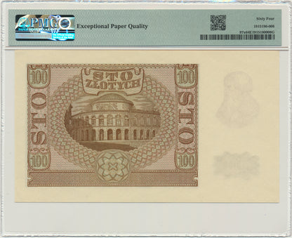 Banknot 100 złotych 1940 – B – Fałszerstwo ZWZ – PMG 64 EPQ