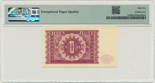 Banknot 1 złoty 1946 – PMG 66 EPQ