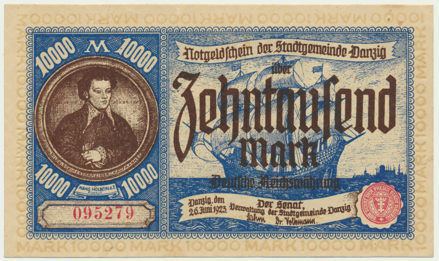 Gdańsk, Banknot 10.000 marek 1923