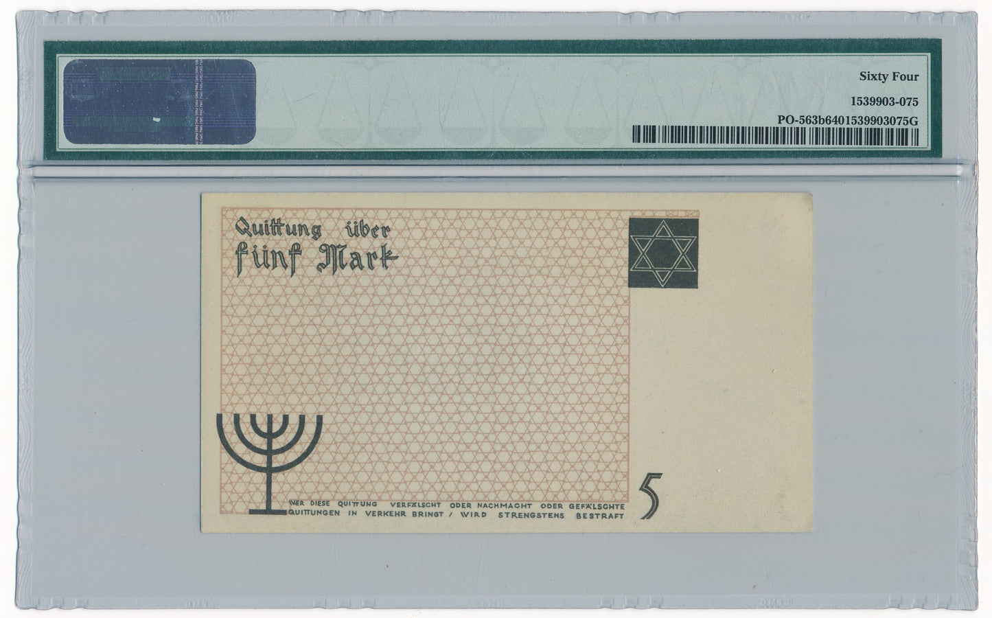 Banknot 5 marek 1940 – PMG 64 – papier kartonowy