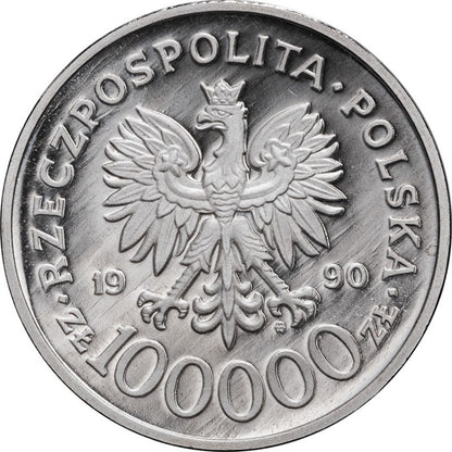 III RP, 100000 złotych, 1990, Gruba Solidarność