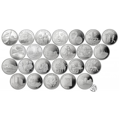 Norwegia, komplet 24 medali, 806 gram Ag 925, uncje