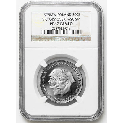 PRL, 200 złotych, 1975, Faszyzm, NGC PF 67